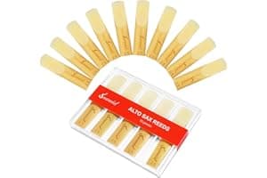 Sovvid 10 Pack Professional Alto Saxophone Reeds with Plastic Box, Strength 2.5 Alto Sax Reeds, Laser Engraved Marking & Thin
