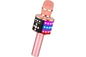 BONAOK Karaoke Microphone for Kids & Adults - Bluetooth Microphones Singing Mic with Disco Lights, Echo Effect, Built-in Spea