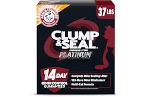ARM & HAMMER Clump & Seal Platinum Cat Litter, Multi-Cat, 14-Day Odor Control, Rock-Hard Clumps, 37 lbs – Powerful Odor Elimi