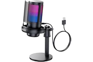 Gaming Microphone for PC: USB Mic for Podcasts Videos & Streaming - Condenser Mic with Quick Mute & Pop Filter - RGB Micropho