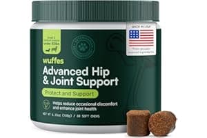 Wuffes Advanced Dog Hip and Joint Supplement with Glucosamine, Chondroitin, Omega 3, MSM, and Green Lipped Mussel, 60 Pork Fl
