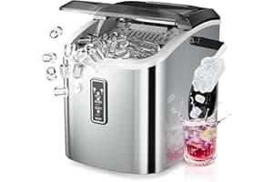 EUHOMY Ice Maker Countertop, 9 Cubes Ready in 6 Mins, 26lbs/24H, Self-Cleaning, Portable Ice Maker Machine with Carry Handle,