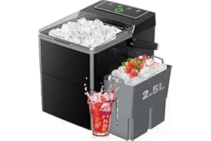 HOMEZAY Countertop Ice Maker, Compact Ice Maker with Larger 2.5L Expanding Ice Basket & 1.8L Water Tank, Smart Touch Control,