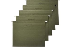 Amazon Basics Hanging Organizer File Folders for Efficient Filing, Sturdy, Adjustable Tabs, Letter Size, Pack of 25, Green