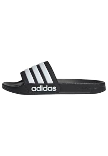 adidas Unisex-Adult Adilette Shower, Black/White/Black, 8 | Slide-In Sandal, Cloudfoam Cushioning, Contoured Footbed, Quick Dry, For Everyday Wear