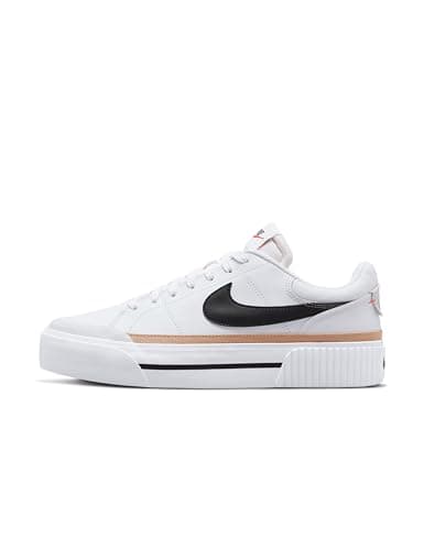 Nike Women's Court Legacy Sneaker, White/Black/Hemp/Team Orange, 7