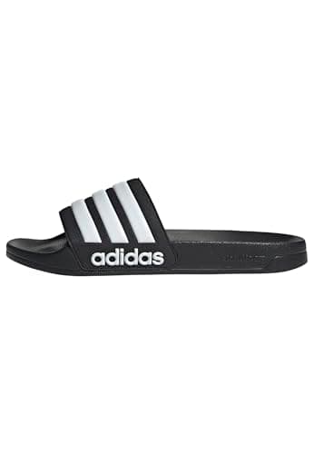adidas Unisex-Adult Adilette Shower, Black/White/Black, 9 | Slide-In Sandal, Cloudfoam Cushioning, Contoured Footbed, Quick Dry, For Everyday Wear