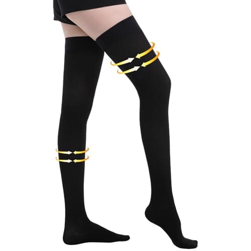 Myshear Medical Compression Stockings for Women and Men, 20-30 mmHg Thigh High Compression Socks, Closed Toe Graduated Compression Hoses, Long Circulation Pressure Stockings for Varicose Veins, Edema