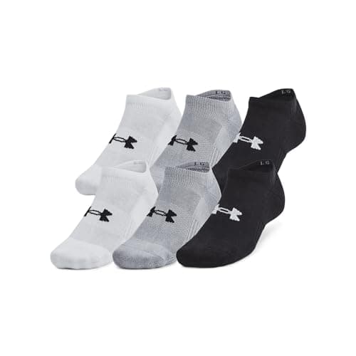 Under Armour Unisex-Adult Training Cotton No Show Socks 6 Pack, (035) Steel/White/Black, Large