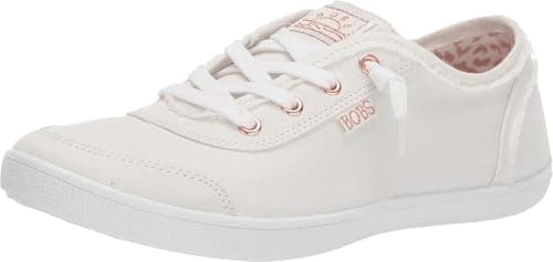 Skechers Women's Bobs B Cute Sneaker – Memory Foam, Flexible Outsole, Lightweight Vegan Shoes, White, 7 Wide