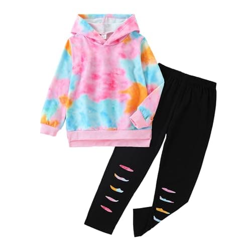 Malerotpc Kid Girls Clothes - Girls Outfits Tie Dye Tops and Leggings Pants 2 Piece Spring Clothes Set(4-5T)