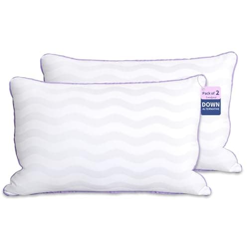 LOVELYREST Pillows Queen Size Set of 2,Luxury Hotel Quality Cooling Pillows with Zipper,Super Soft Down Alternative Fill for Side Back and Stomach Sleepers
