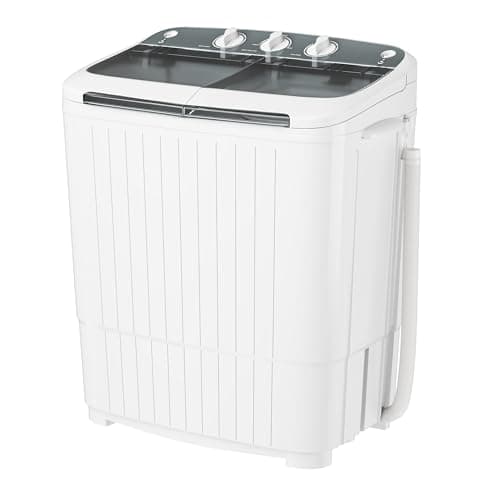 INTERGREAT Portable Washing Machine with Longer Hose, Twin Tub Washer Mini Compact Laundry Machine with Drain Pump, 16lbs Portable Washer Dryer Combo for Dorms, Apartments, Grey