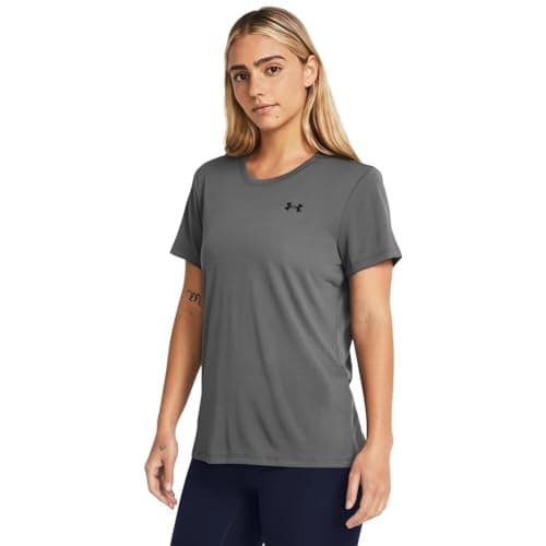 Under Armour Womens Tech Short Sleeve Crew, (025) Castlerock / / Black, Large