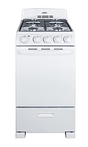 Summit 20” Inch Wide Gas Range, 4 Sealed Burners, 2.3 cu.ft. Oven (ADA Compliant)- RG201B (White)