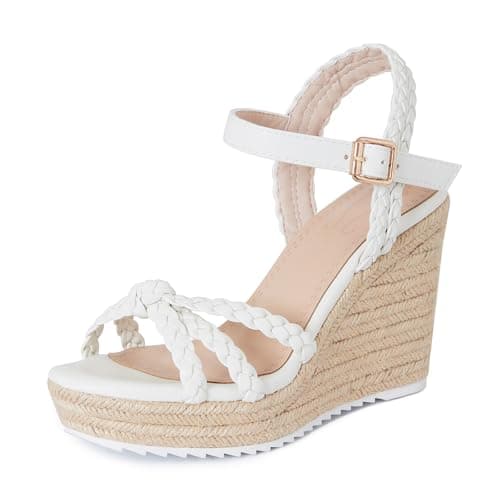 mikarka Espadrille Wedge Sandals for Women Braided Knot Ankle Strap Open Toe Platform Sandals