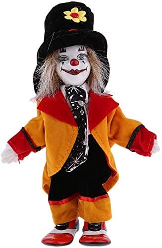 Taotenish Clown Doll Porcelain Clown Model Porcelain Doll Circus Props Delicate Arts Crafts for Home Decoration Desk Ornaments 18cm