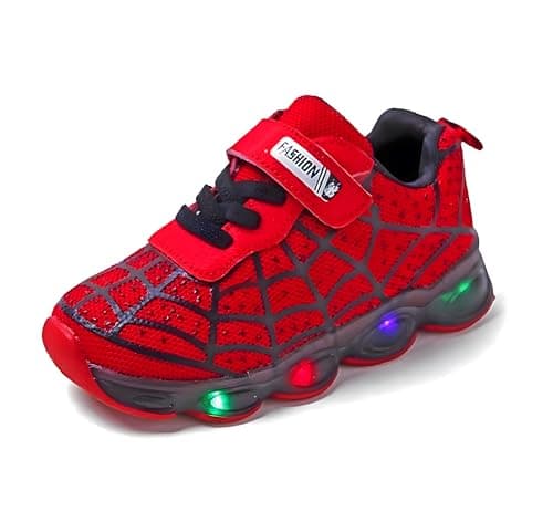 Toddler Boys Girls Light Up Shoes LED Lightweight Mesh Breathable Walking Sneakers(Red,8)