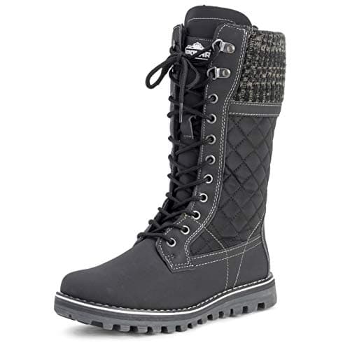 POLAR Womens Winter Thermal Snow Outdoor Warm Mid Calf Waterproof Durable Boot - Black - US5/EU36 - YC0376