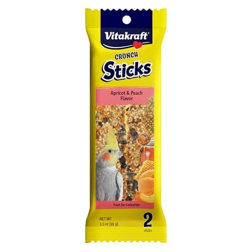 Vitakraft Crunch Sticks Cockatiel Treat - Apricot and Peach - Pet Bird Treat Toy, 3.5 oz