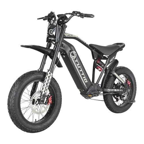 Tuttio Electric-Dirt-Bike for Adults-Teens, ICT Peak 4000W-43MPH-60V-25AH Electric Motorcycle 20" Fat-Tire-Electric-Bike for Mountain Snow Off-Road Fit Age 16+