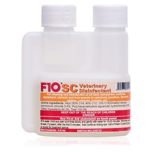 F10 SC Concentrated Veterinary Disinfectant for Kennels, Litter Box, Cage, Terrariums, Habitats, Vet Practices - 100 ml (3.4oz)