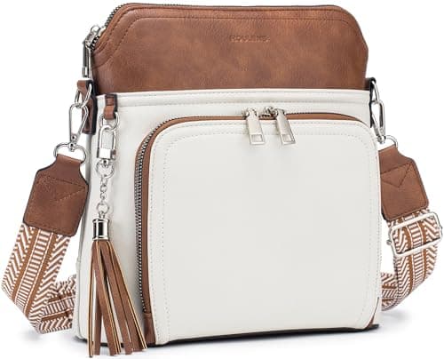 Roulens Crossbody Purse for Women,Lightweight Medium Crossbody Bag Soft Leather Women's Shoulder Handbags with Tassel