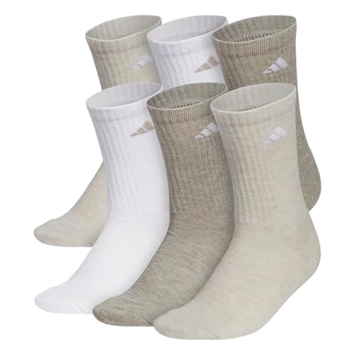 adidas Women's Athletic Cushioned Crew Socks 6 Pairs | 6-Pack, Targeted Cushioning, Arch Support, Breathable Moisture-Wicking, Reinforced Heel & Toe, All-Day Comfort