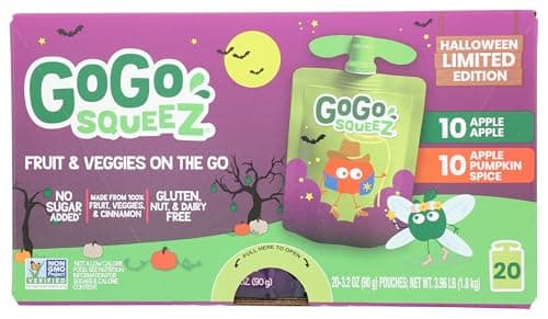 Gogo Squeez, Fruit Veggie Pouches Halloween Edition, 64 Ounce