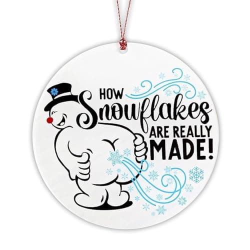 Christmas Ornaments 2025, Funny Adult Snowman Ornament, How Snowflakes are Really Made, Naughty Christmas Decorations, Hilarious Gift Exchange Ideas for Friends, White Elephant Ornament