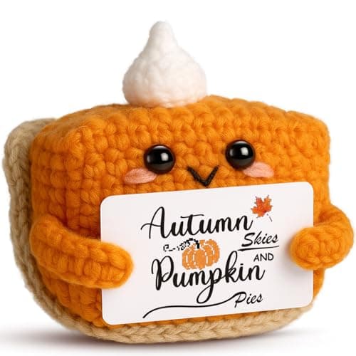 Fall Decor Mini Pumpkin Pie Crochet Doll, Small Autumn Season Holiday Pumpkin Items Plush Gift, Cute Halloween Thanksgiving Home Office Indoor Table Decoration, Christmas Stocking Stuffer Ornament
