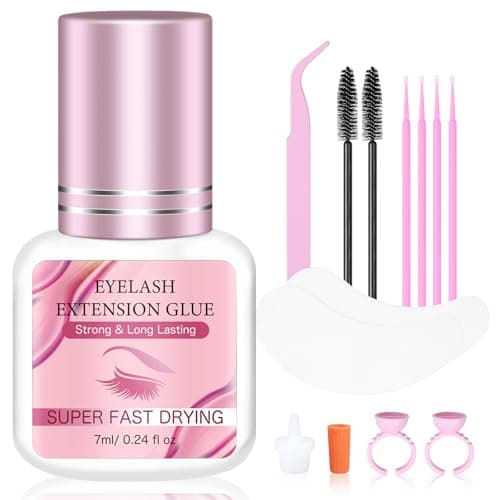 7ML Eyelash Extensions Glue Black - 1-2s Drying Time Up to 8 Weeks Retention, Highly Safe Adhesive for Professional Lash Supplies - New Option