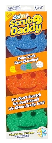 Scrub Daddy Color Sponges - Scratch-Free Multipurpose Dish Sponges for Kitchen, Bathroom & Household Cleaning - Made with BPA-Free Polymer Foam (3 Count)