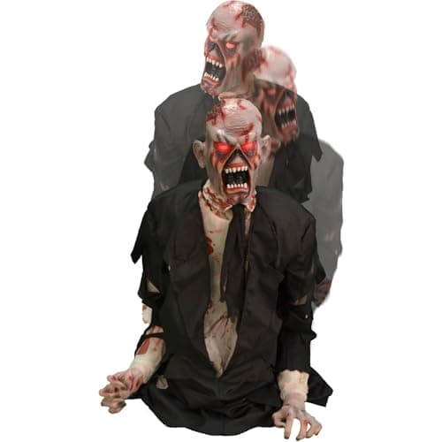 Haunted Hill Farm Damien by Tekky, Battery-Operated, Motion and Sound Activated Animatronic Zombie with Sound Effects and Lights for Indoor or Covered Outdoor Creepy Halloween Decoration
