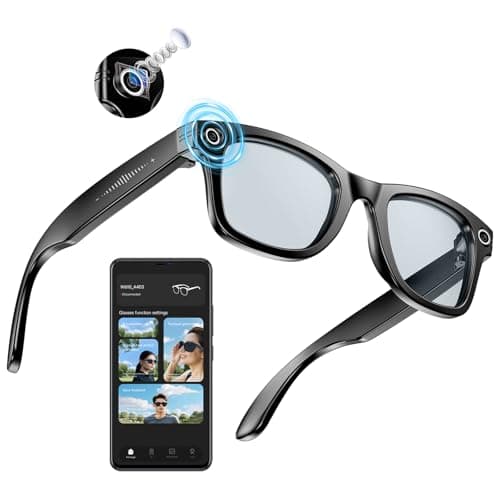 AI Smart Glasses 4K HD Camera, BT Call, 800W Anti-Shake Camera Glasses with Video Recording Dual Mic, Simultaneous Interpretation/GPT Identify Objects, 270mAh Blue Light Glasses(Black)