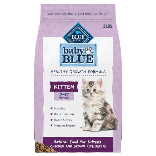 Blue Buffalo Baby Blue Natural Kitten Dry Cat Food, Healthy Growth Formula with DHA, Chicken and Brown Rice Recipe, 2-lb Bag