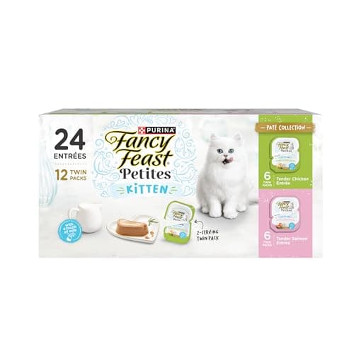 Fancy Feast Purina Petites Kitten Tender Pate Gourmet Wet Kitten Food Variety Pack - 12 ct. Tub