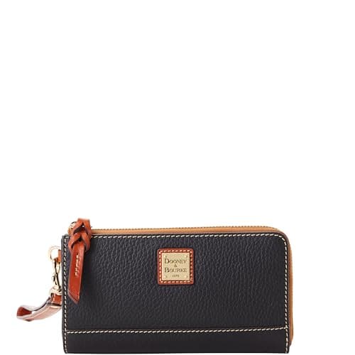 Dooney & Bourke Women's Folded Zip Wristlet in Pebble Grain Leather, with Detachable Wrist Strap, Black