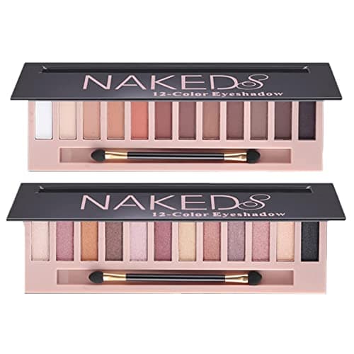 BOLOPER 2 Pack 12 Colors Makeup Nude Colors Eyeshadow Palette Natural Nude Matte Shimmer Glitter Pigment Eye Shadow Pallete Set Waterproof Smokey Professional Beauty Makeup Kit (2 PCS)