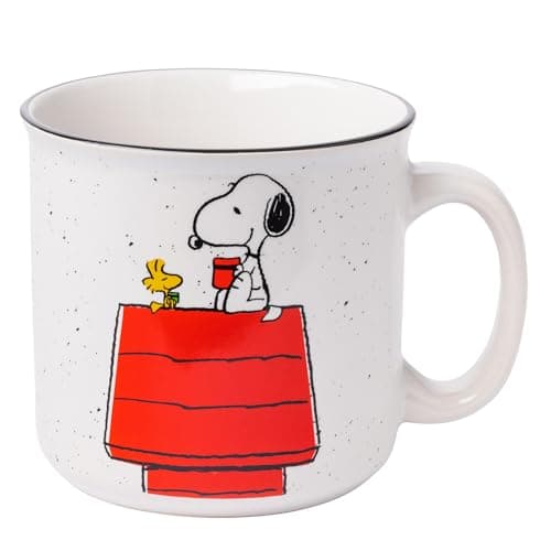 Silver Buffalo Peanuts Snoopy and Woodstock Get Cozy Ceramic Camper Mug, 20 Ounces