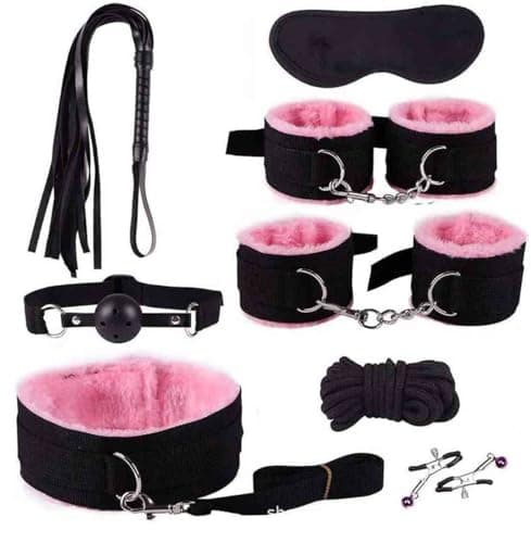 Bed Bonage Restraints Sex Adults King Size Bed Straps Sex Tie Downs Under Mattress for Couples Adult Play Queen Bed Bondaged Rope Cord & Rope Kit Sex Hand Cuffs Set for Bedroom Pink Toys Sweater