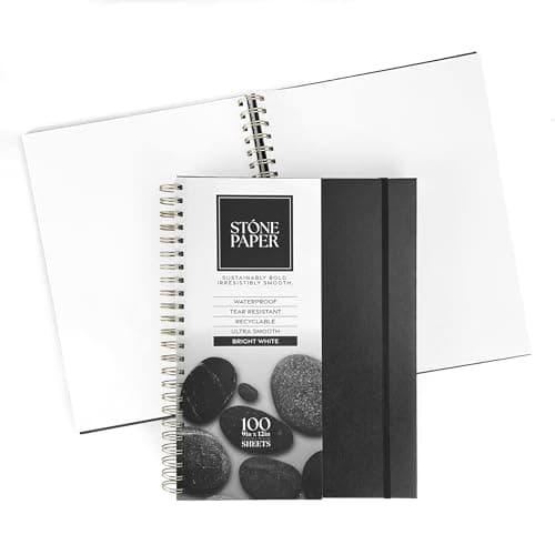 ArtSkills Stone Paper Sketchbook, Spiral Bound Stone Paper Notebook No Lines, 9x12 Waterproof Journal, Aesthetic Sketchbook Blank Pages for School, Work, Drawing, Sketching - Black, 100 Sheets