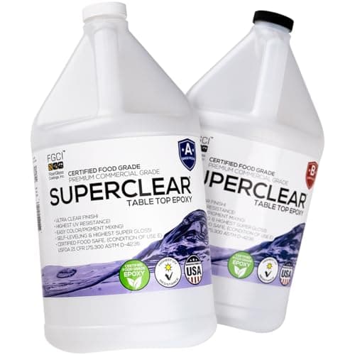 Table Top Epoxy Resin Superclear 2 Gallon | 256 oz Kit, Anti-Yellow Highest UV Impact Resistance, Food Safe Epoxy, Crystal Clear Gloss, Bubble Free, Bar & Surface Coat, Tumblers, Wood, DIY