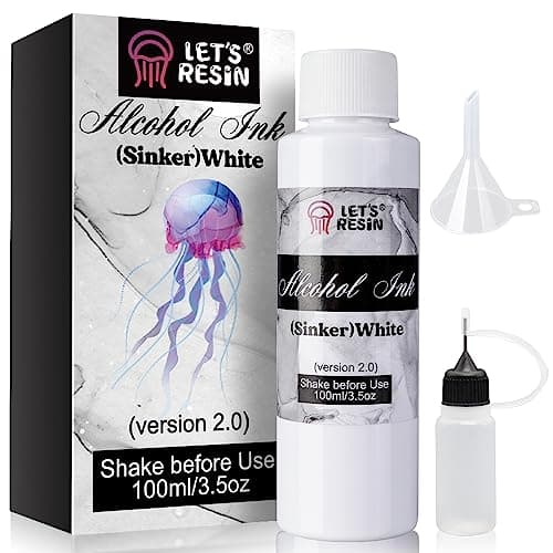 LET'S RESIN White Alcohol Ink for Epoxy Resin, Upgraded White Alcohol Ink 3.5oz/100ml, Alcohol-Based Resin Ink, White Resin Pigment for Resin Petri, Tumblers, Painting, Resin Art