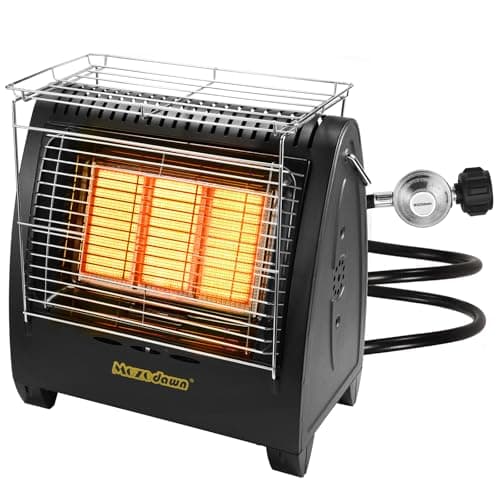 MOZODAWN Propane Heater Indoor Outdoor, 15000 BTU Portable Buddy Heater Stove with 3 Heating Modes, ODS And Tip-Over Safety Protection for Garage, Camping, Yards, Patio - B