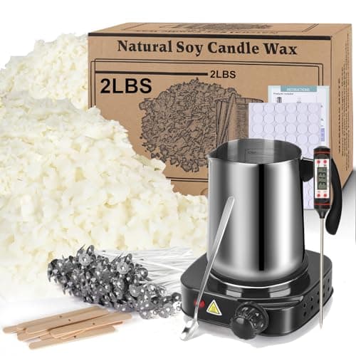 Soy Wax Candle Making Kit Supplies With Wax Melter, Natural Candle Wax For Candle Making, DIY Art&Crafts Kit for Adults,Beginner, Including 2lbs Soy Wax Flakes, Electric Stove,Candle Wick,Melting Pot