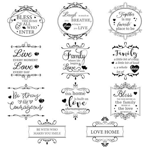 Whaline 11 Sheets Vintage Word Rub on Transfers Decals for Crafts and Furniture Black Warm Letters Rub on Transfer Furniture Stickers Decals for School Home Office DIY Art Craft Decor, 5.5 x 5.5Inch