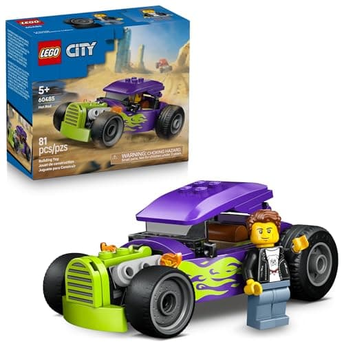 LEGO City Hot Rod 60485 | Building Toys for Boys & Girls, Ages 5+, Toy Race Car for Pretend Play, Driver Minifigure, 81 Pieces, Gift for Birthdays