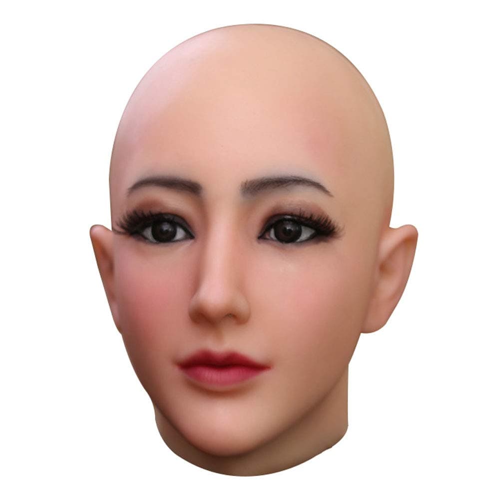 Silicone Female Mask Realistic Face with Makeup for Crossdressing Cosplay Halloween Masks Beige