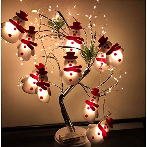 ZAUGONTW Christmas Snowman String Lights - 10 LEDs 5.4ft Waterproof Light Up String Lights, Short Plush Lights for Christmas Decorations (Battery Operated)